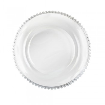 clear beaded charger plate hire