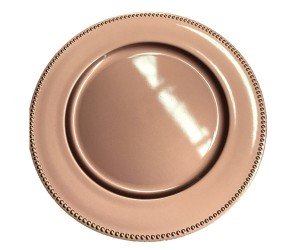 Rose gold charger plate hire