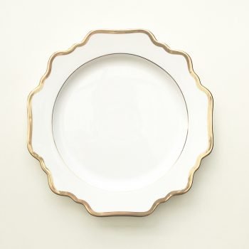 white and gold dinner plate hire