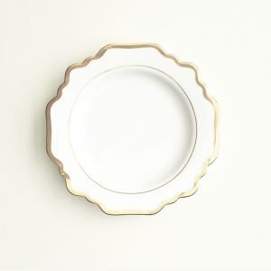 white and gold side plate hire