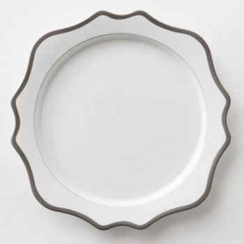 white and silver charger plate